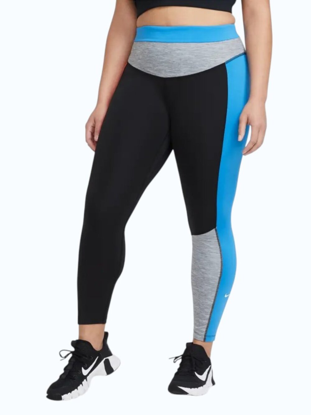 Nike One Mid-Rise 7/8 Colorblock Leggings Women's 2X Black Gray Blue Red